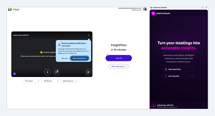 In-call AI assistant panel